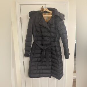 Black Burberry coat, Down filled size XL, like new perfect condition